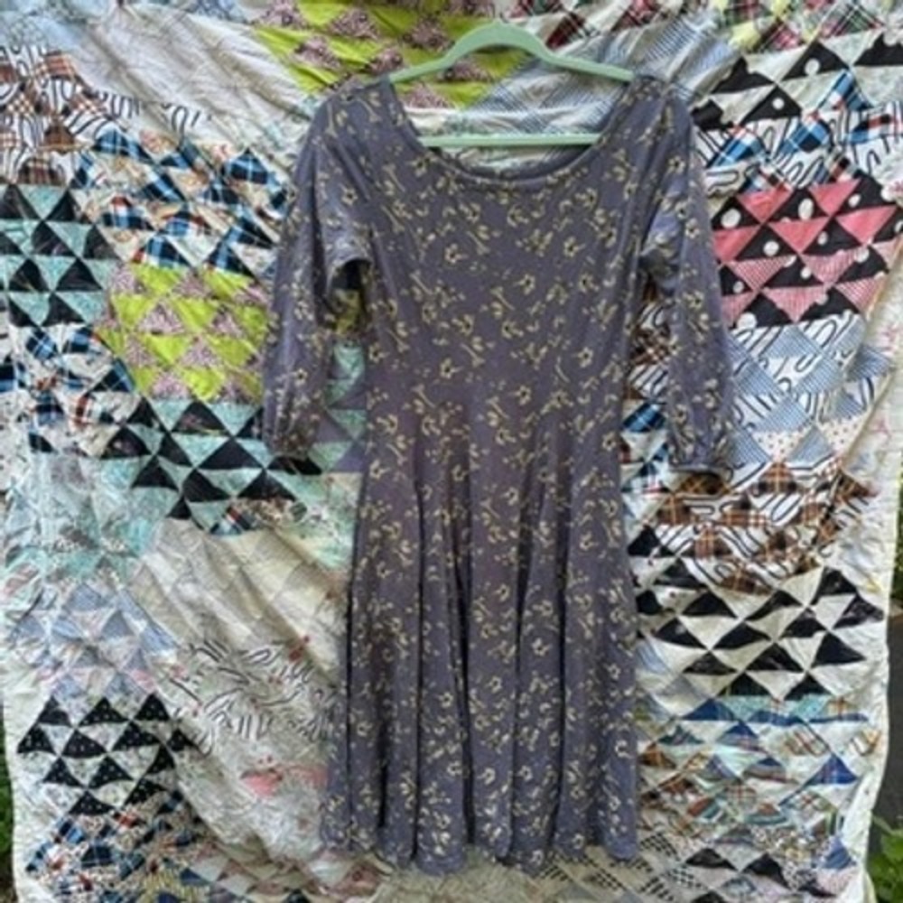 Effie's Heart Dress Women Sz S Blue Floral Fit Flare Pocket Retro Cottagecore